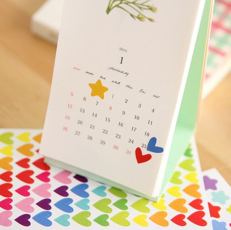 yueton 18 Sheets Colorful Heart Shape, Round Dots and Star Pattern Color Coding Labels Stickers - Image 5